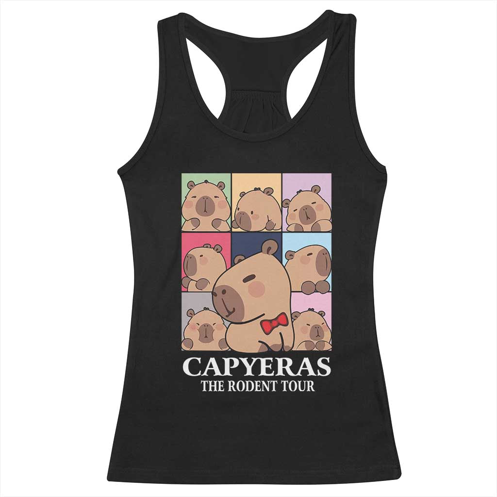 Funny Capybara Christmas Racerback Tank Top Capyeras The Rodent Tour TS09 Black Print Your Wear