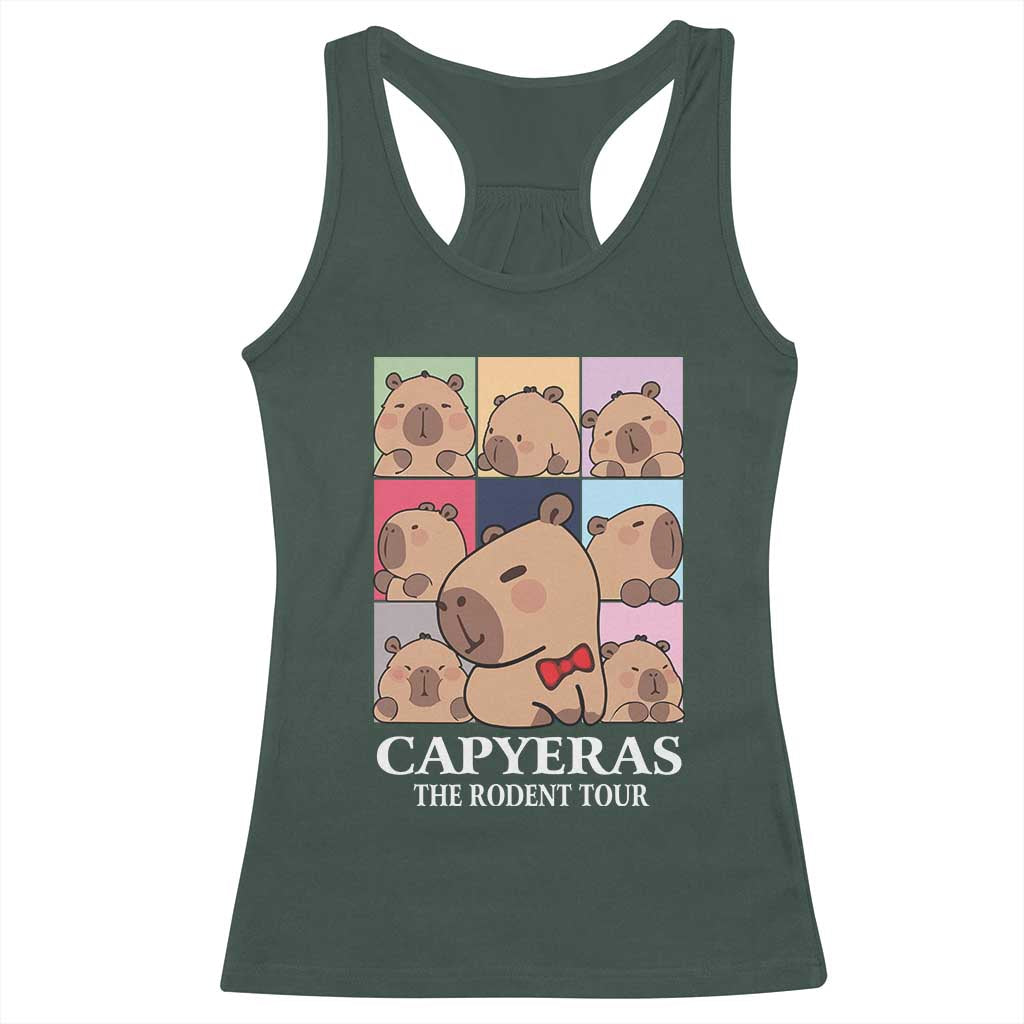 Funny Capybara Christmas Racerback Tank Top Capyeras The Rodent Tour TS09 Dark Forest Green Print Your Wear