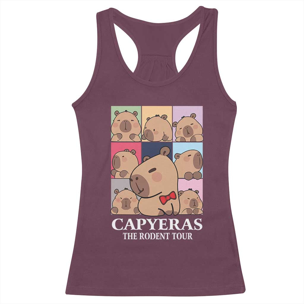 Funny Capybara Christmas Racerback Tank Top Capyeras The Rodent Tour TS09 Maroon Print Your Wear
