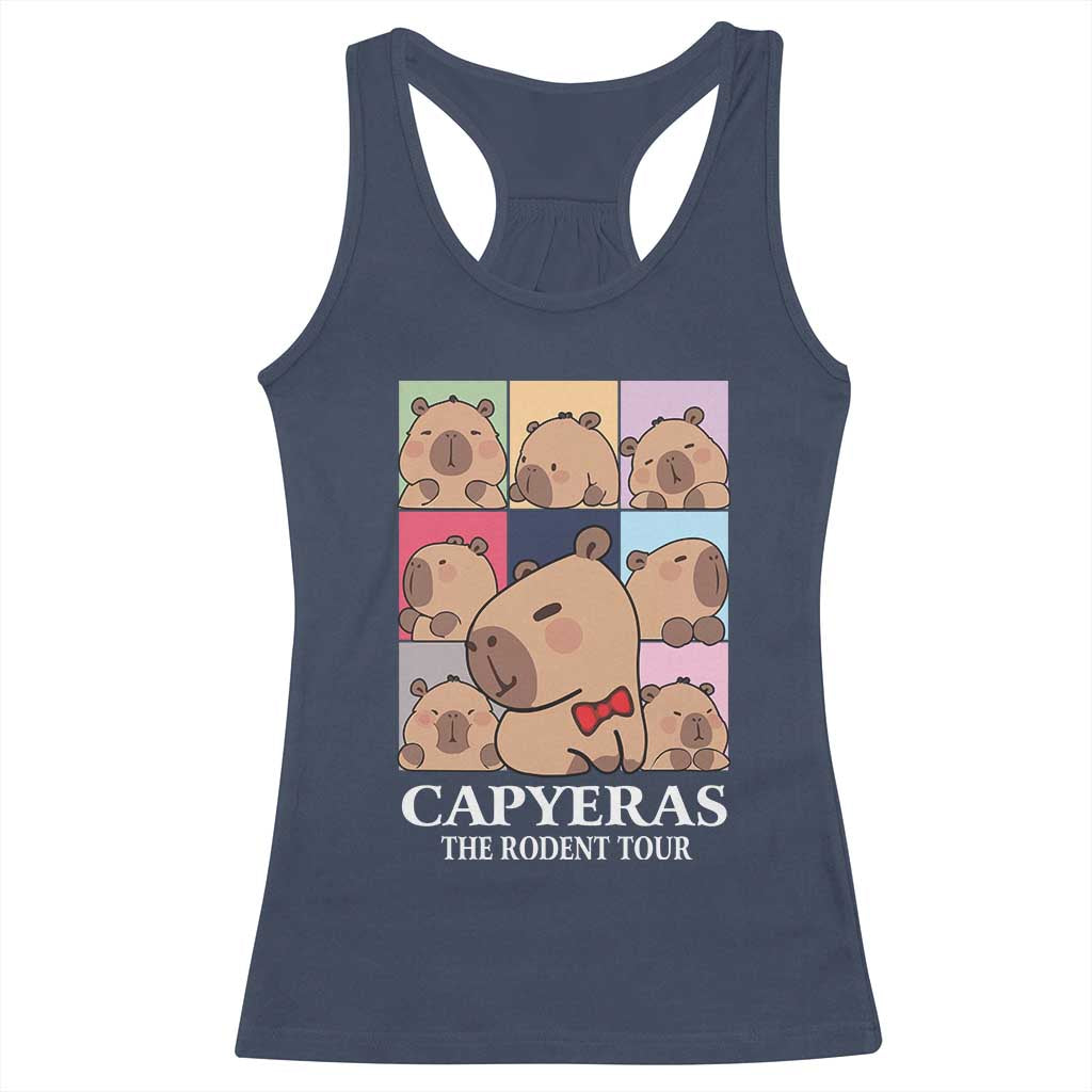 Funny Capybara Christmas Racerback Tank Top Capyeras The Rodent Tour TS09 Navy Print Your Wear