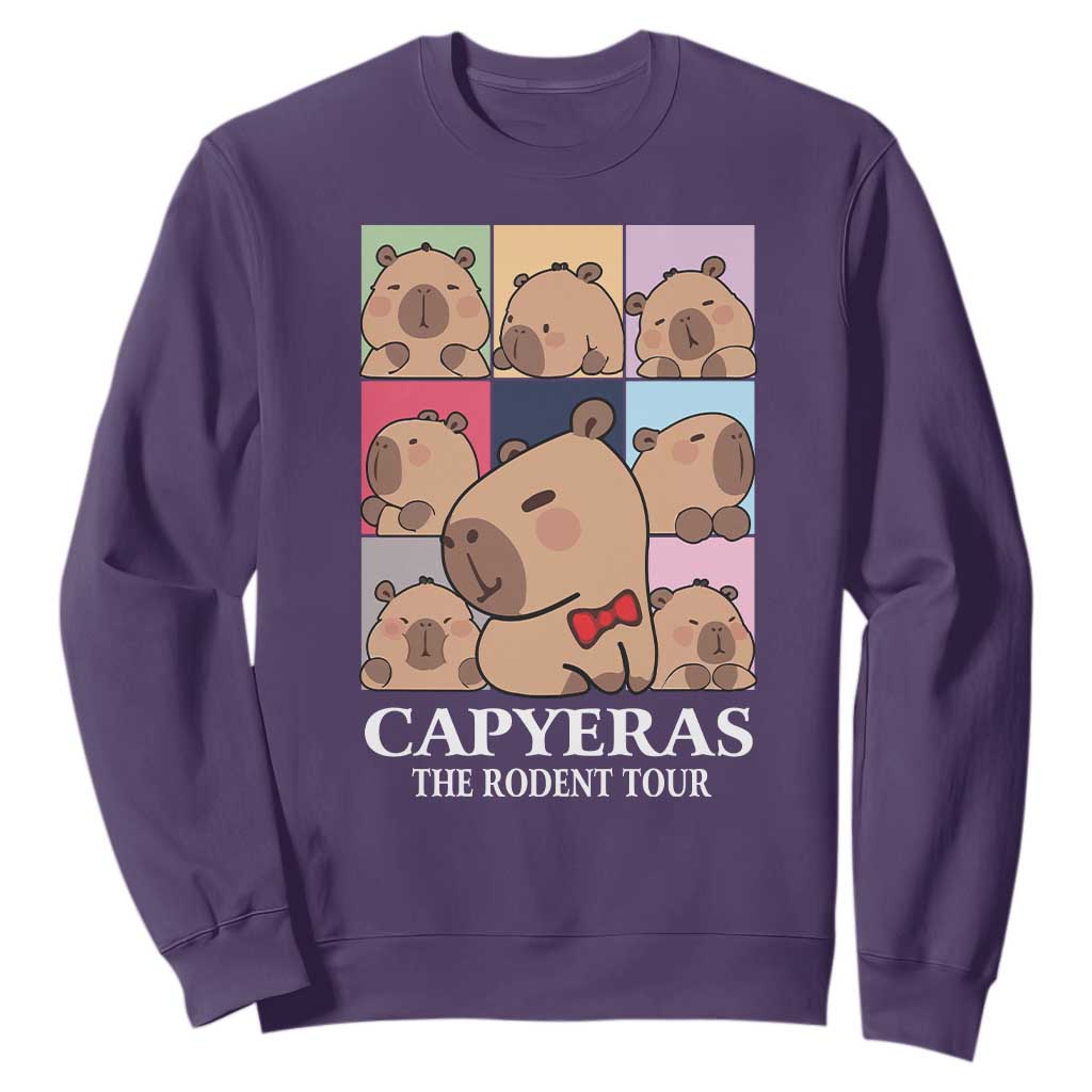 Funny Capybara Christmas Sweatshirt Capyeras The Rodent Tour TS09 Purple Print Your Wear
