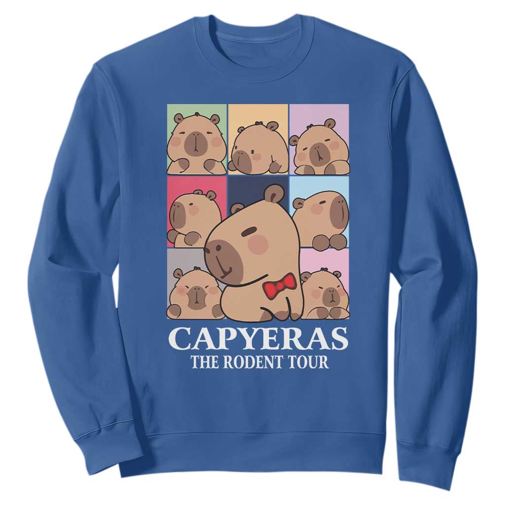 Funny Capybara Christmas Sweatshirt Capyeras The Rodent Tour TS09 Royal Blue Print Your Wear