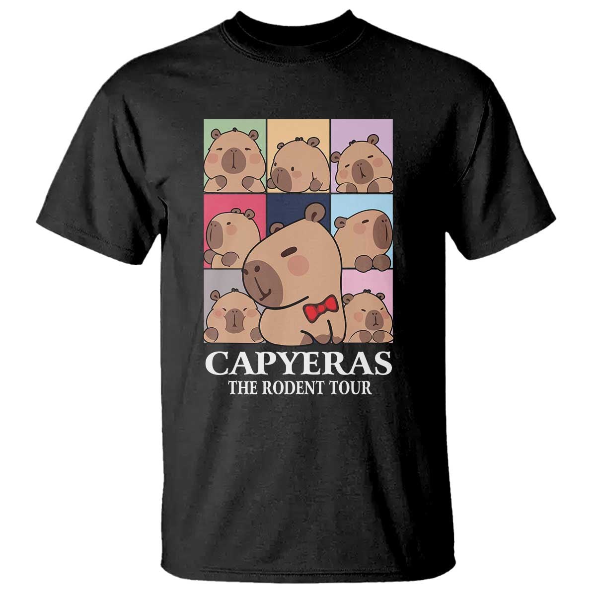Funny Capybara Christmas T Shirt Capyeras The Rodent Tour TS09 Black Print Your Wear