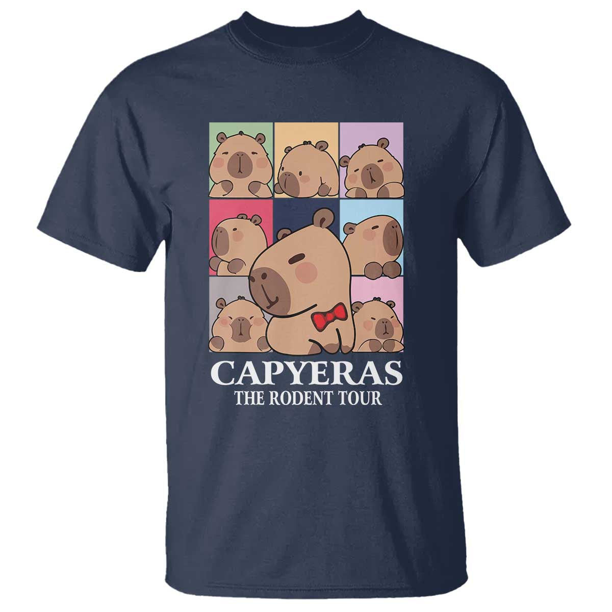 Funny Capybara Christmas T Shirt Capyeras The Rodent Tour TS09 Navy Print Your Wear