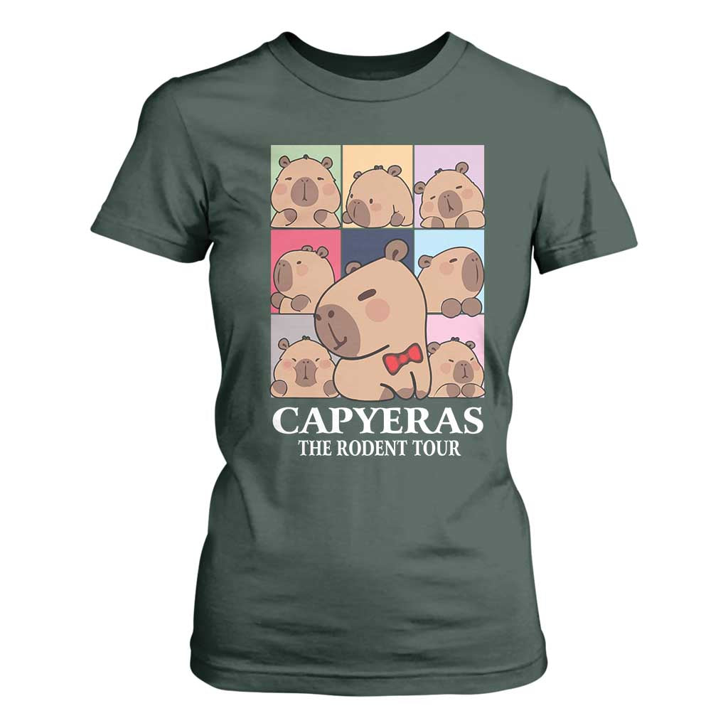 Funny Capybara Christmas T Shirt For Women Capyeras The Rodent Tour TS09 Dark Forest Green Print Your Wear
