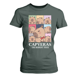 Funny Capybara Christmas T Shirt For Women Capyeras The Rodent Tour TS09 Dark Forest Green Print Your Wear
