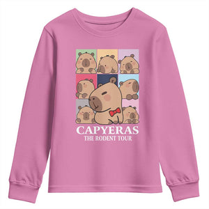 Funny Capybara Christmas Youth Sweatshirt Capyeras The Rodent Tour TS09 Azalea Print Your Wear