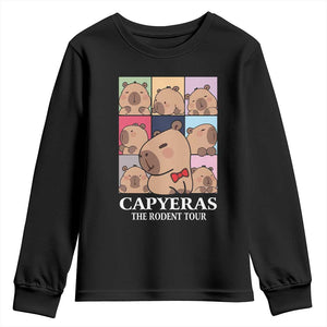 Funny Capybara Christmas Youth Sweatshirt Capyeras The Rodent Tour TS09 Black Print Your Wear