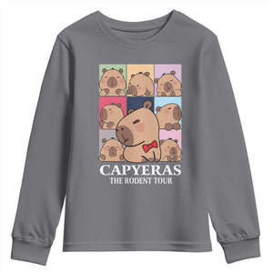 Funny Capybara Christmas Youth Sweatshirt Capyeras The Rodent Tour TS09 Charcoal Print Your Wear