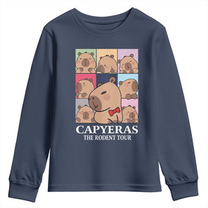 Funny Capybara Christmas Youth Sweatshirt Capyeras The Rodent Tour TS09 Navy Print Your Wear