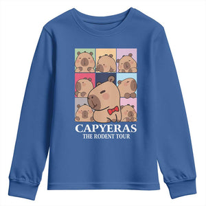 Funny Capybara Christmas Youth Sweatshirt Capyeras The Rodent Tour TS09 Royal Blue Print Your Wear