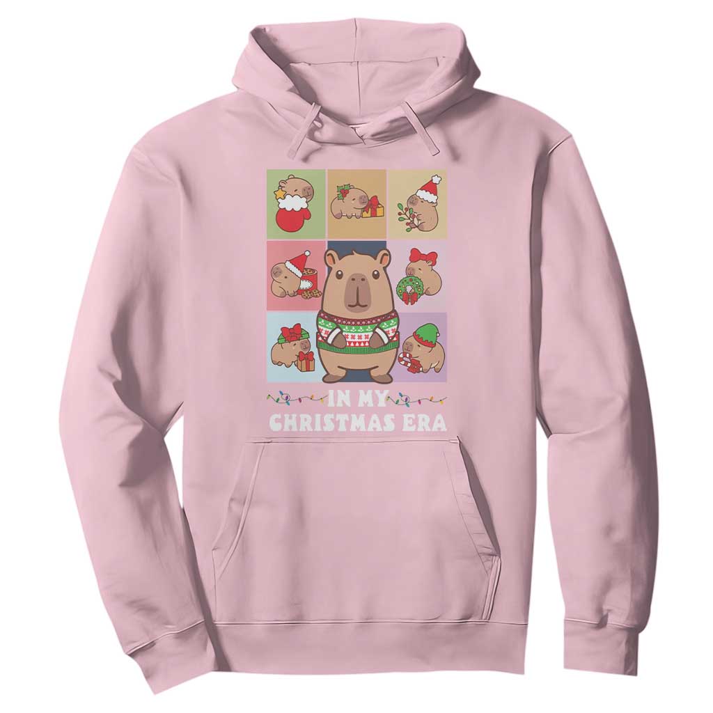 Funny Capybara Christmas Hoodie In My Christmas Era TS09 Light Pink Print Your Wear