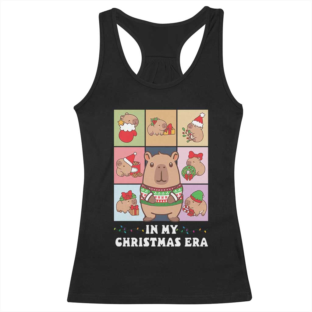 Funny Capybara Christmas Racerback Tank Top In My Christmas Era TS09 Black Print Your Wear