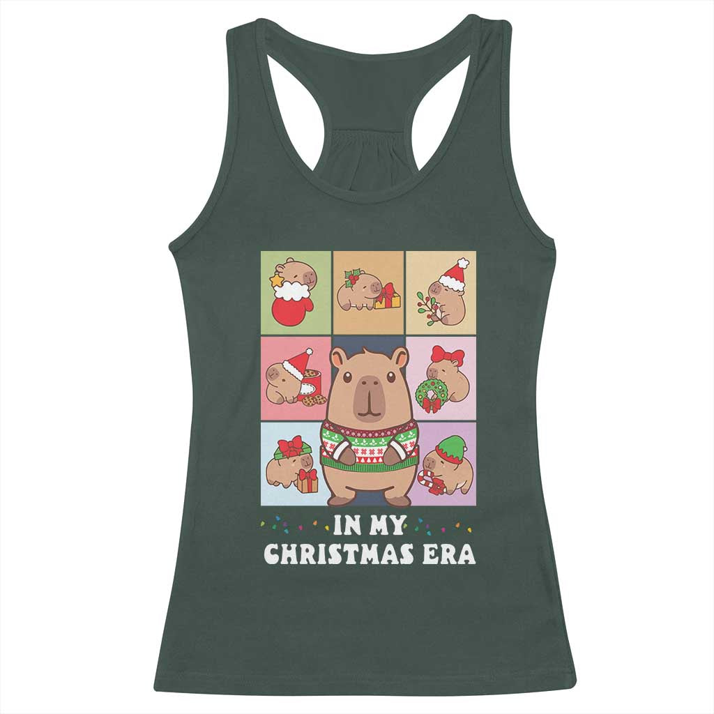 Funny Capybara Christmas Racerback Tank Top In My Christmas Era TS09 Dark Forest Green Print Your Wear
