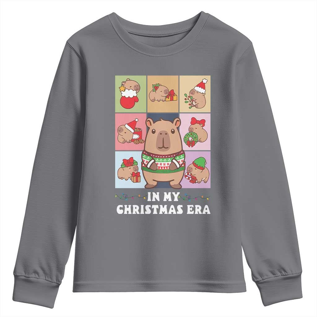 Funny Capybara Christmas Youth Sweatshirt In My Christmas Era TS09 Charcoal Print Your Wear