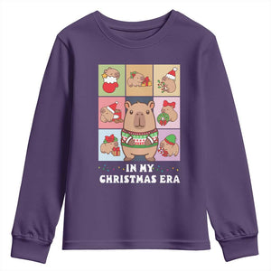 Funny Capybara Christmas Youth Sweatshirt In My Christmas Era TS09 Purple Print Your Wear