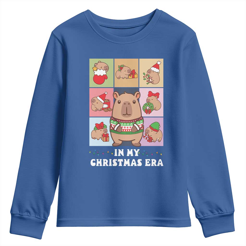 Funny Capybara Christmas Youth Sweatshirt In My Christmas Era TS09 Royal Blue Print Your Wear