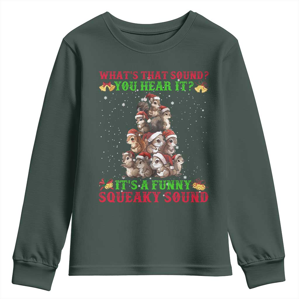 Squirrel Christmas Youth Sweatshirt It's A Funny Squeaky Sound TS09 Dark Forest Green Print Your Wear