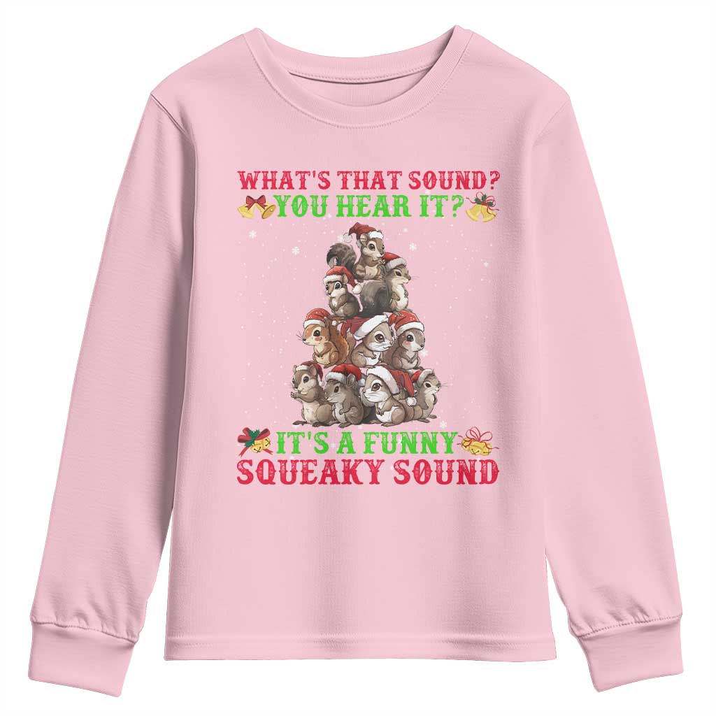 Squirrel Christmas Youth Sweatshirt It's A Funny Squeaky Sound TS09 Light Pink Print Your Wear