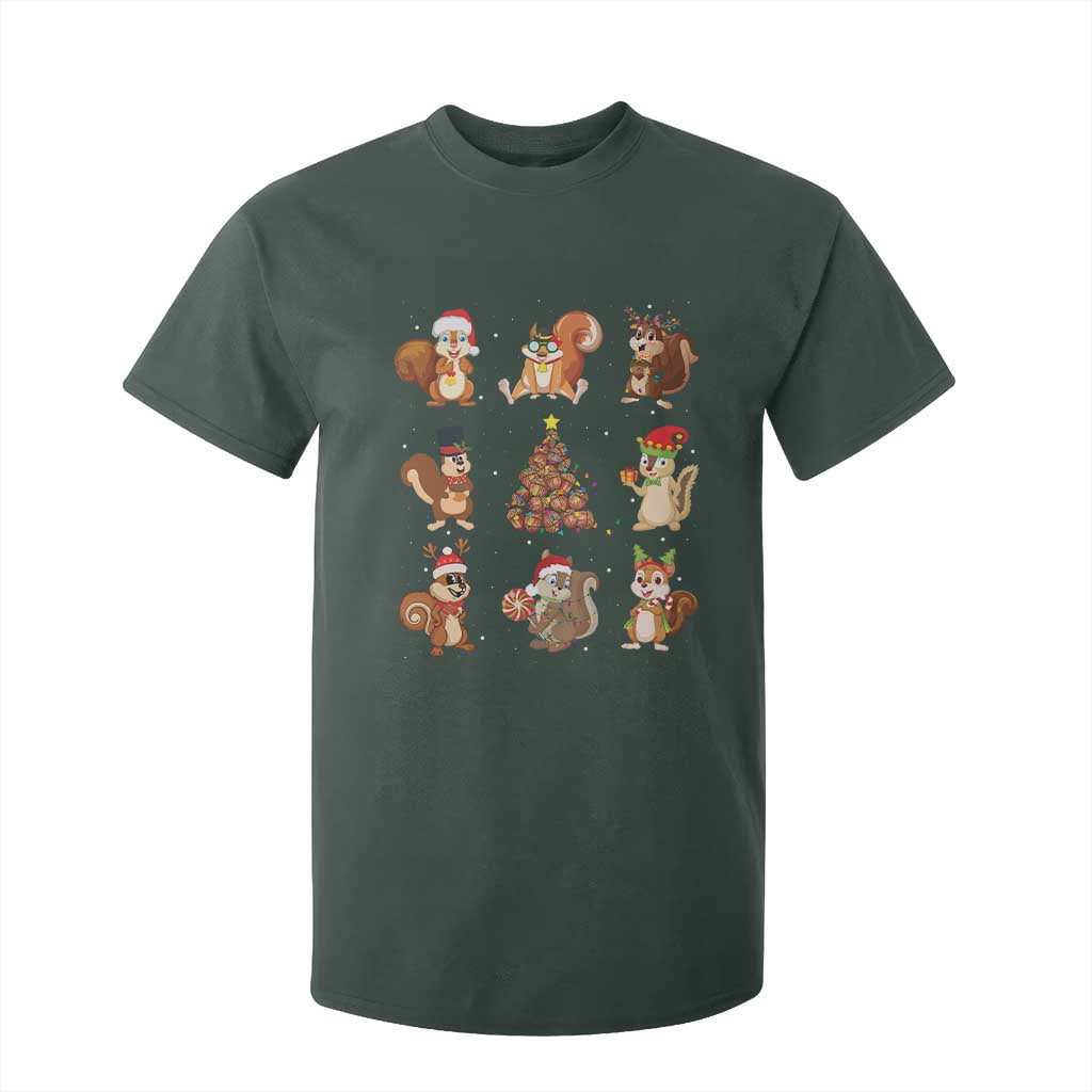 Funny Squirrel Christmas Santa Reindeer T Shirt For Kid TS09 Dark Forest Green Print Your Wear