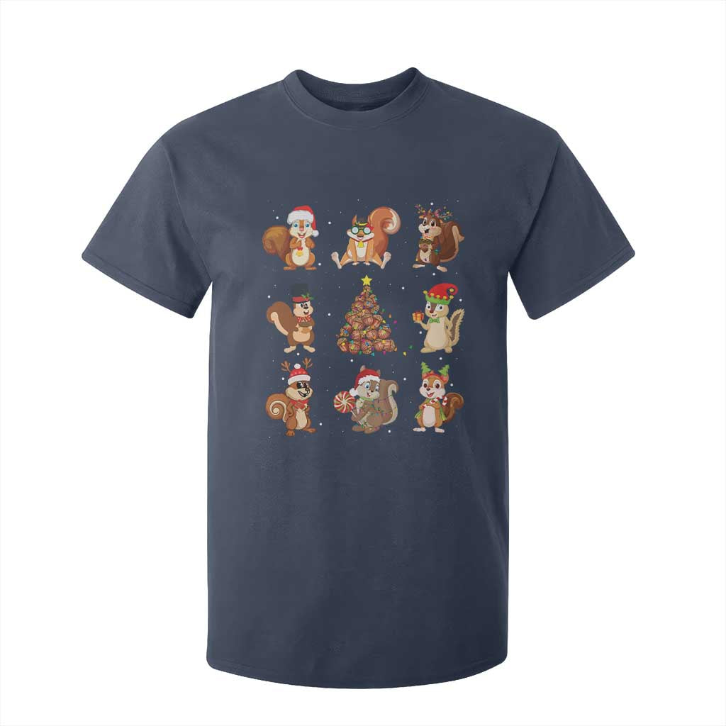 Funny Squirrel Christmas Santa Reindeer T Shirt For Kid TS09 Navy Print Your Wear