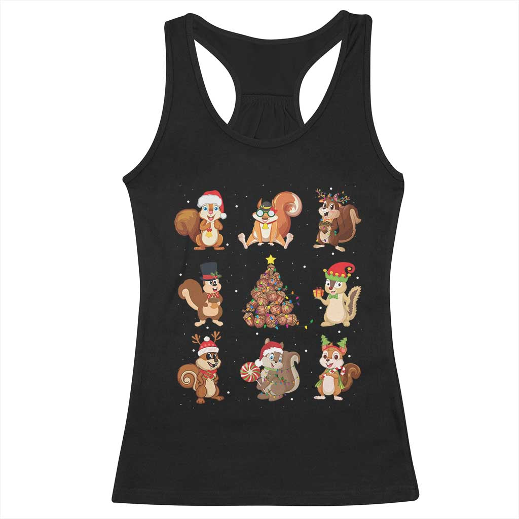 Funny Squirrel Christmas Santa Reindeer Racerback Tank Top TS09 Black Print Your Wear