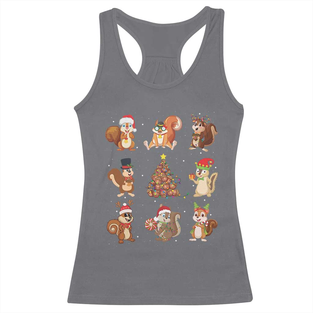 Funny Squirrel Christmas Santa Reindeer Racerback Tank Top TS09 Charcoal Print Your Wear
