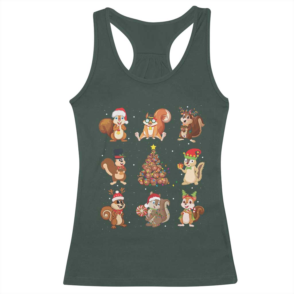 Funny Squirrel Christmas Santa Reindeer Racerback Tank Top TS09 Dark Forest Green Print Your Wear