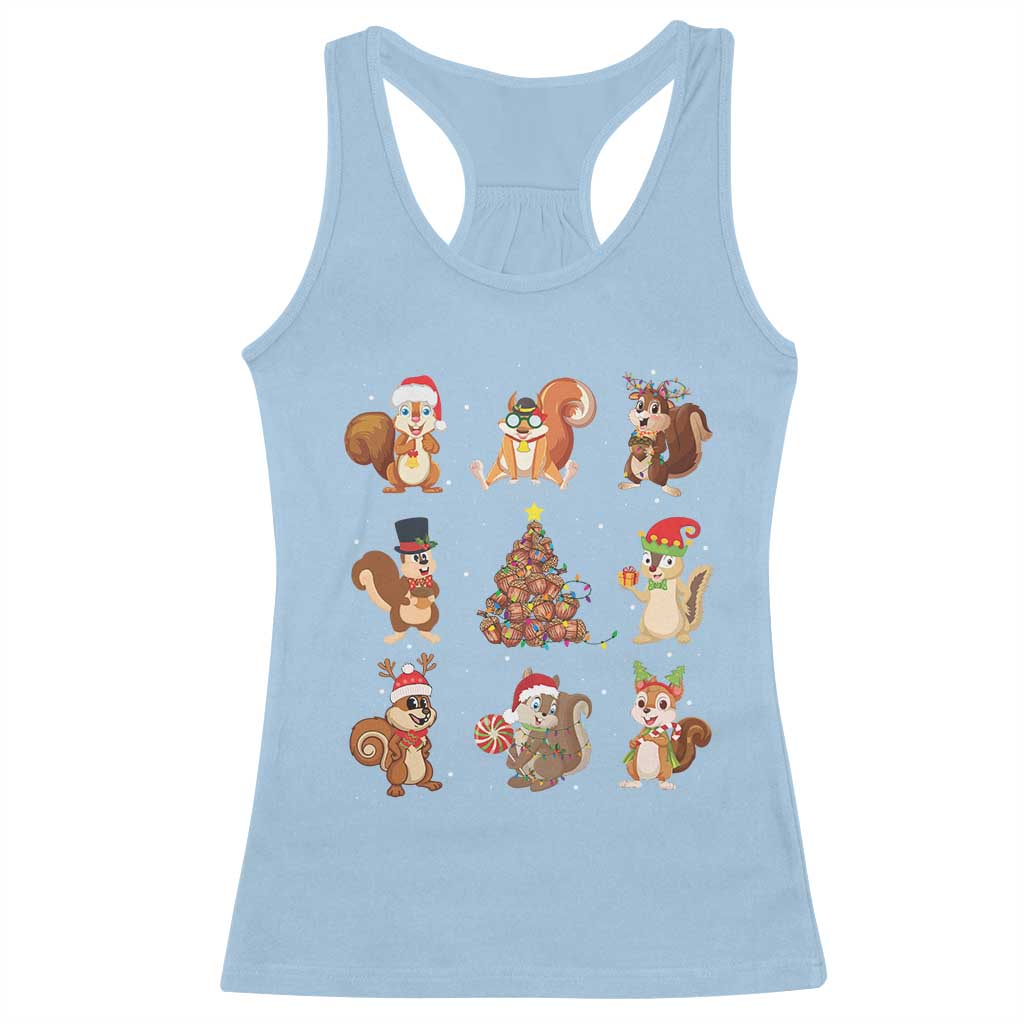 Funny Squirrel Christmas Santa Reindeer Racerback Tank Top TS09 Light Blue Print Your Wear