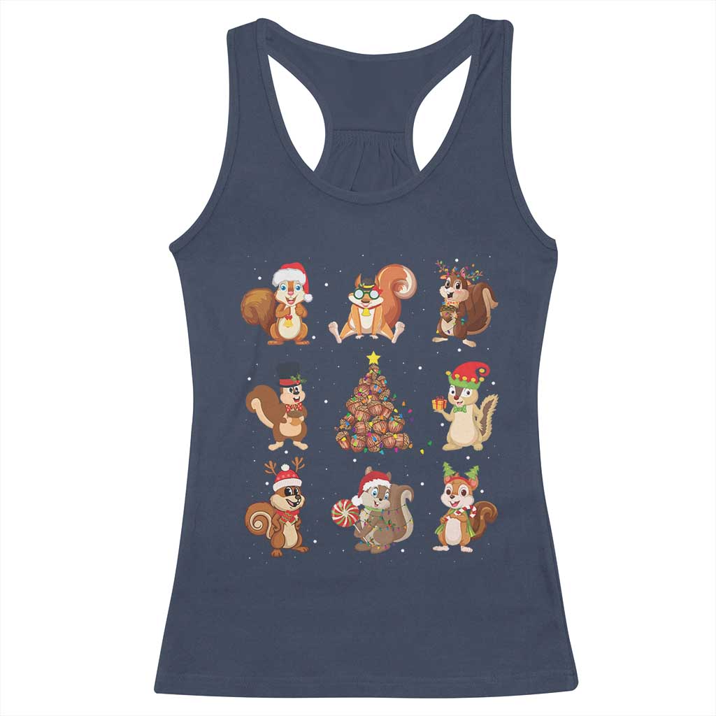 Funny Squirrel Christmas Santa Reindeer Racerback Tank Top TS09 Navy Print Your Wear