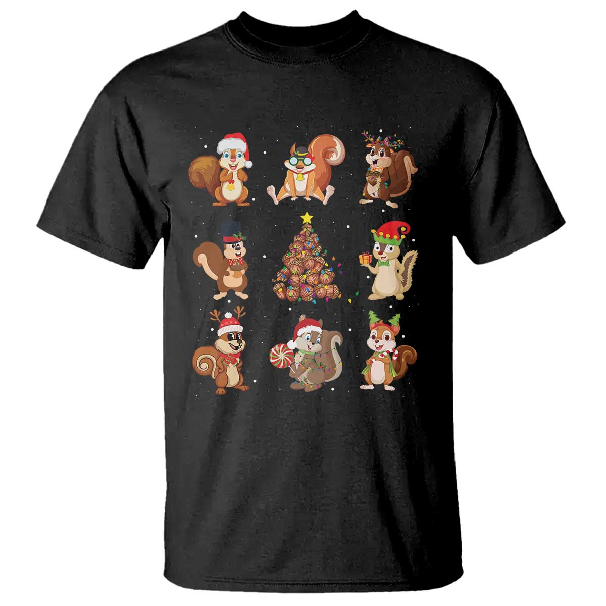 Funny Squirrel Christmas Santa Reindeer T Shirt TS09 Black Print Your Wear