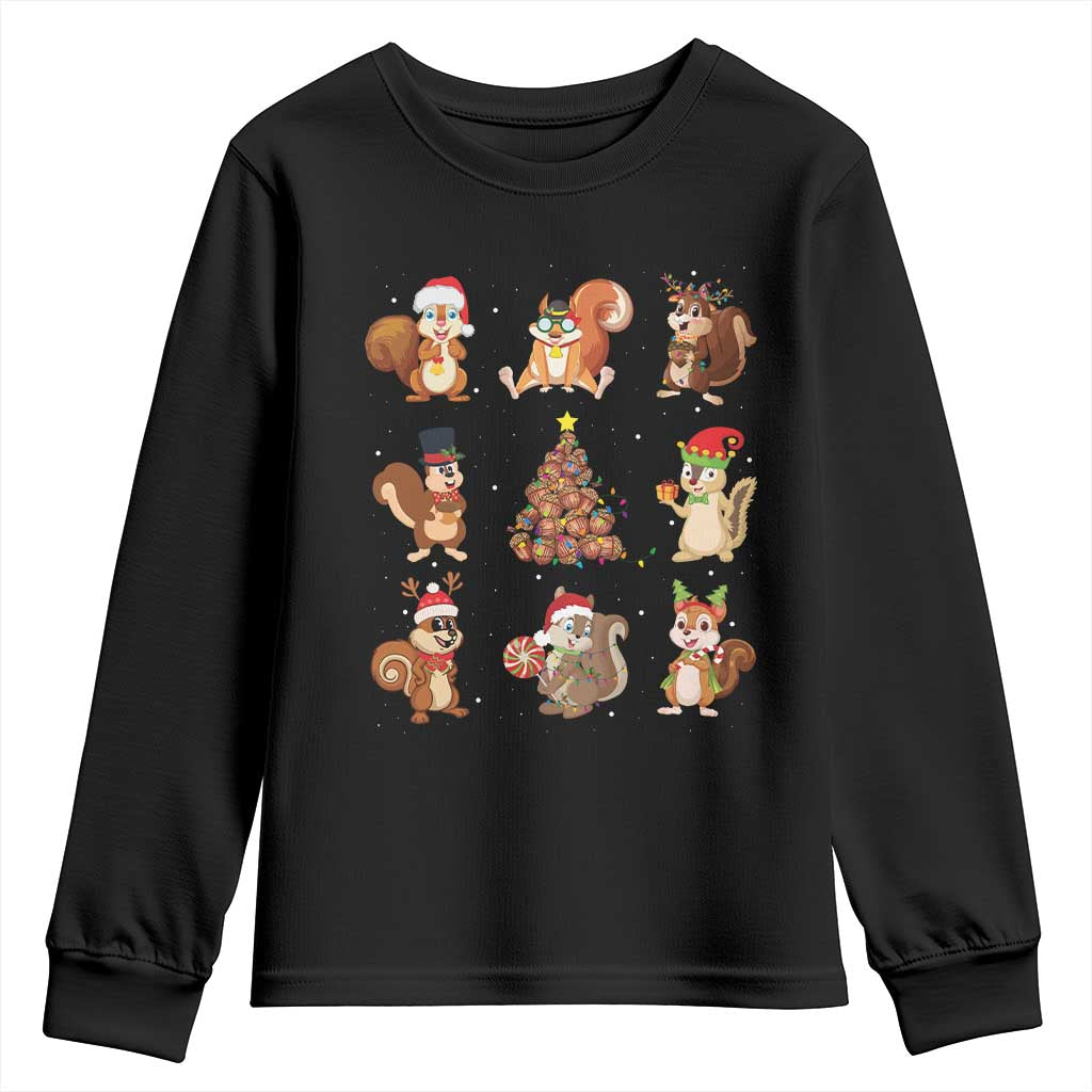 Funny Squirrel Christmas Santa Reindeer Youth Sweatshirt TS09 Black Print Your Wear