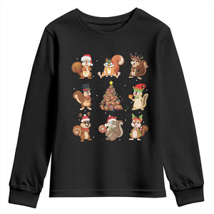Funny Squirrel Christmas Santa Reindeer Youth Sweatshirt TS09 Black Print Your Wear