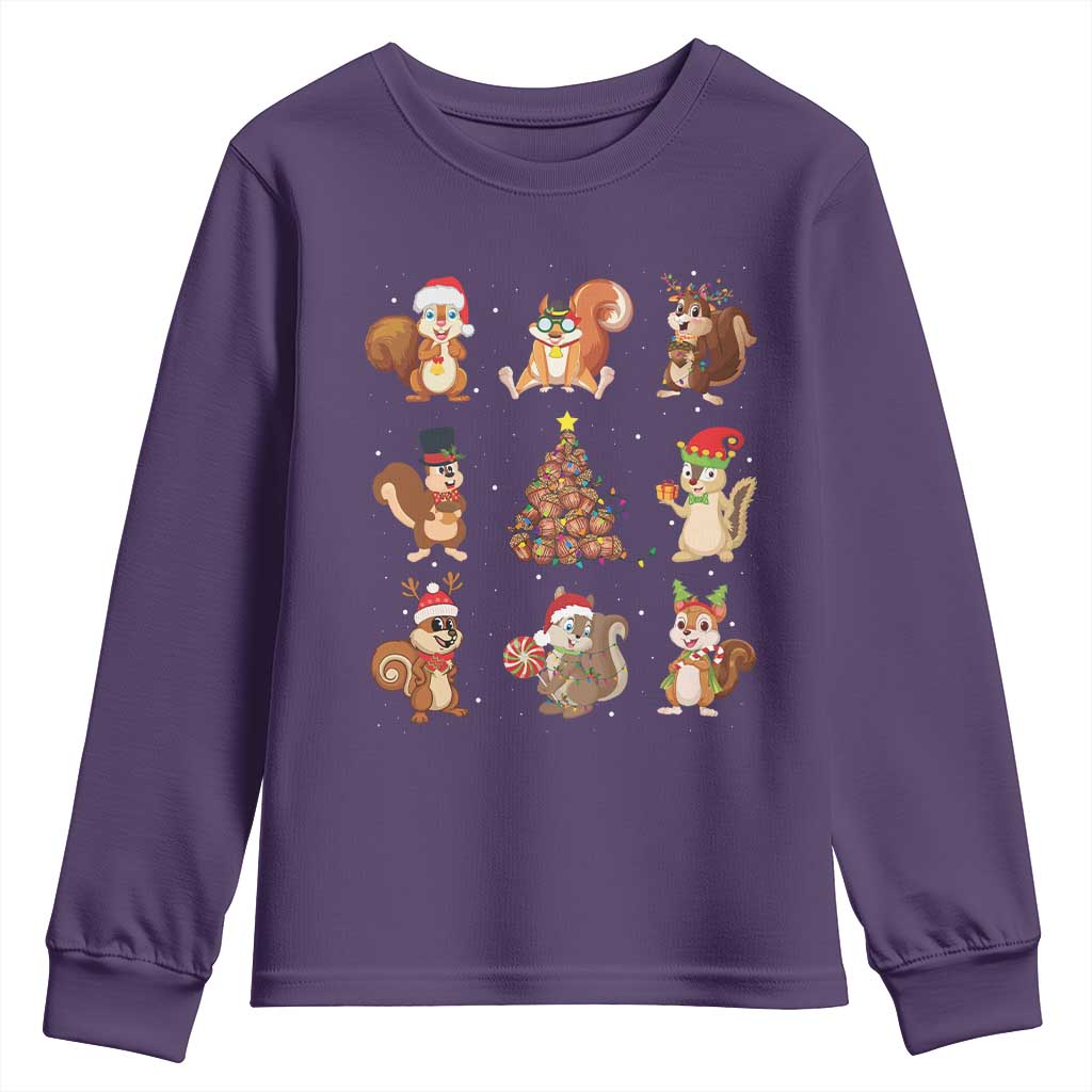 Funny Squirrel Christmas Santa Reindeer Youth Sweatshirt TS09 Purple Print Your Wear
