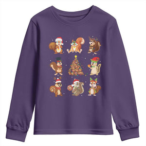 Funny Squirrel Christmas Santa Reindeer Youth Sweatshirt TS09 Purple Print Your Wear