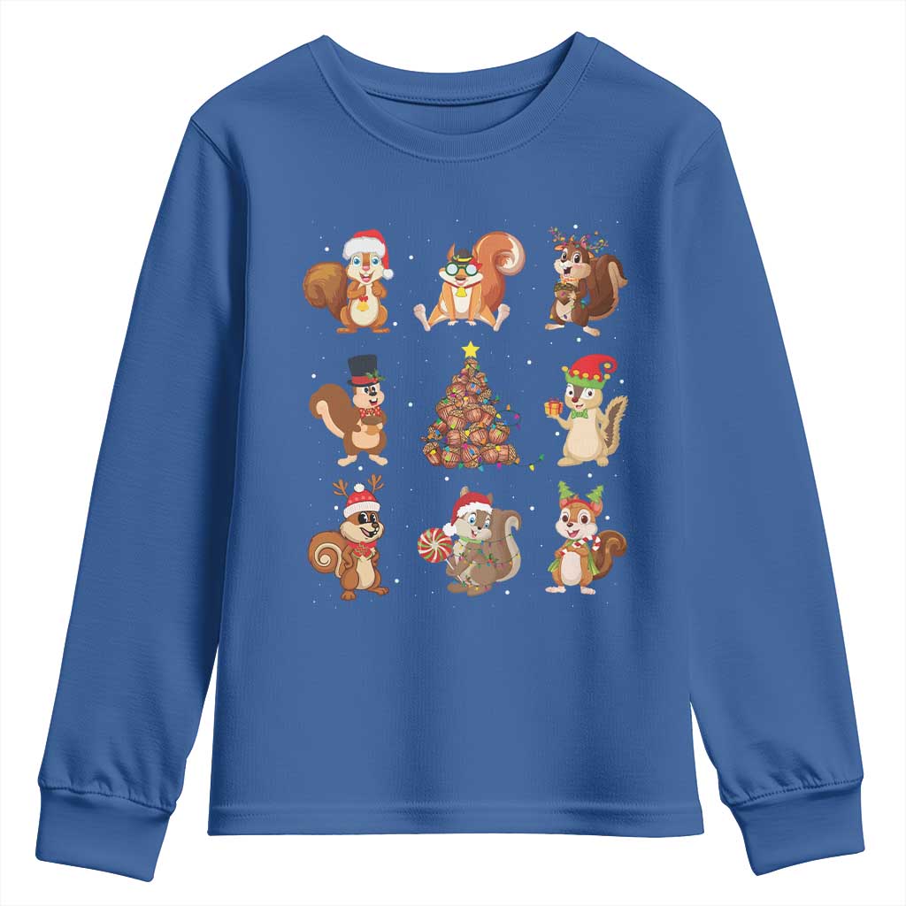 Funny Squirrel Christmas Santa Reindeer Youth Sweatshirt TS09 Royal Blue Print Your Wear