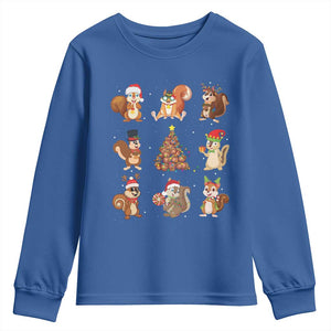 Funny Squirrel Christmas Santa Reindeer Youth Sweatshirt TS09 Royal Blue Print Your Wear