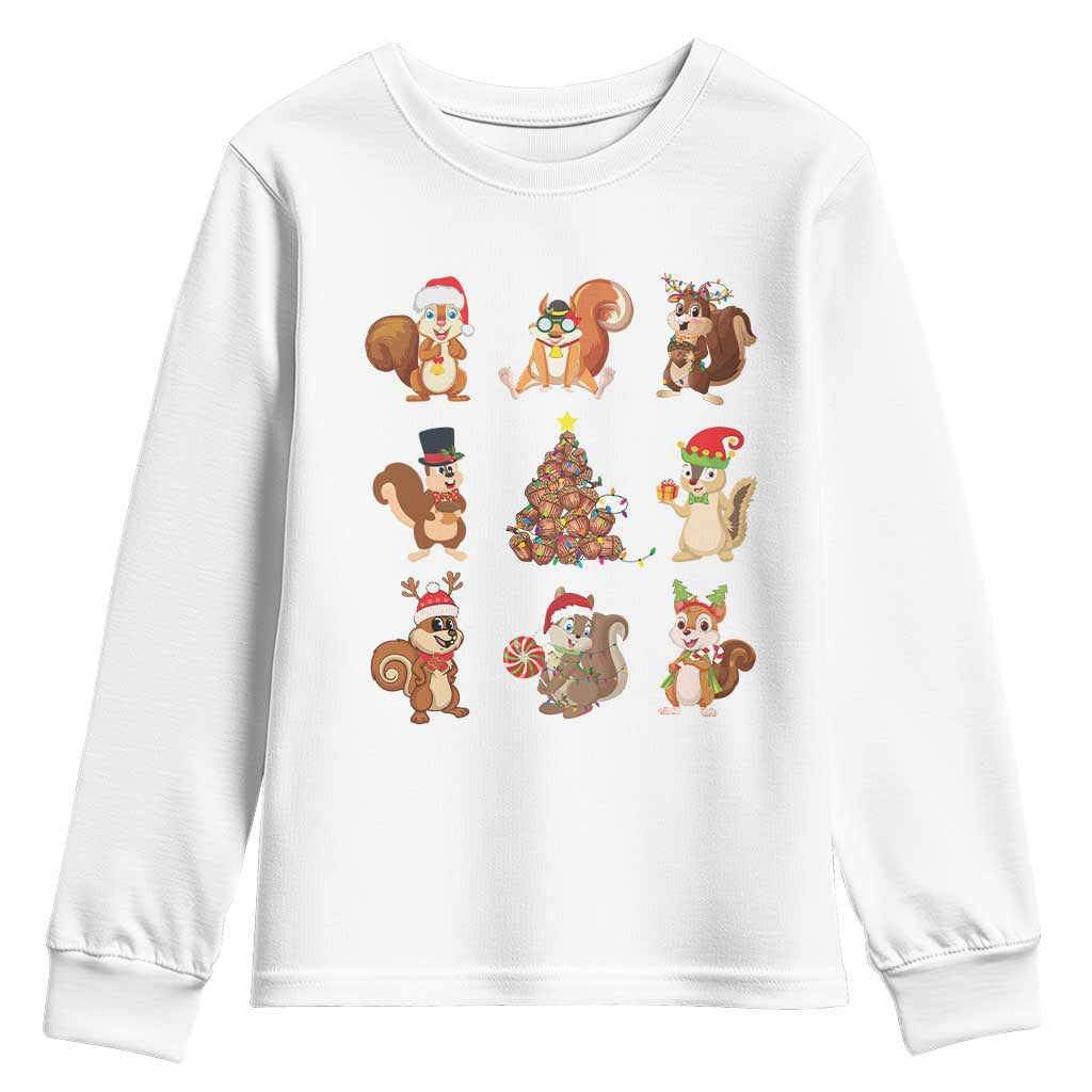 Funny Squirrel Christmas Santa Reindeer Youth Sweatshirt TS09 White Print Your Wear