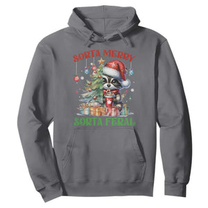 Funny Christmas Raccoon Hoodie Sorta Merry Sorta Feral Merry Trashmas TS09 Charcoal Print Your Wear