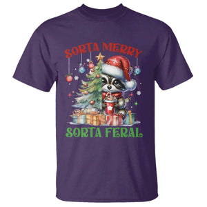 Funny Christmas Raccoon T Shirt Sorta Merry Sorta Feral Merry Trashmas TS09 Purple Print Your Wear