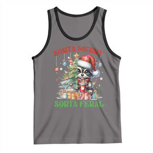Funny Christmas Raccoon Tank Top Sorta Merry Sorta Feral Merry Trashmas TS09 Deep Heather Black Print Your Wear