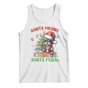 Funny Christmas Raccoon Tank Top Sorta Merry Sorta Feral Merry Trashmas TS09 White Print Your Wear