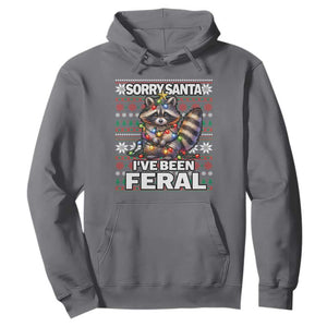 Funny Christmas Raccoon Hoodie Sorry Santa I've Been Feral TS09 Charcoal Print Your Wear