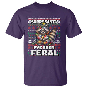 Funny Christmas Raccoon T Shirt Sorry Santa I've Been Feral TS09 Purple Print Your Wear
