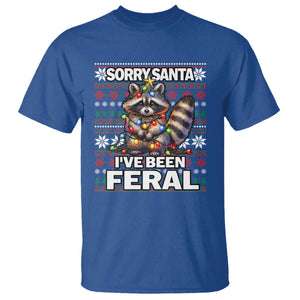 Funny Christmas Raccoon T Shirt Sorry Santa I've Been Feral TS09 Royal Blue Print Your Wear