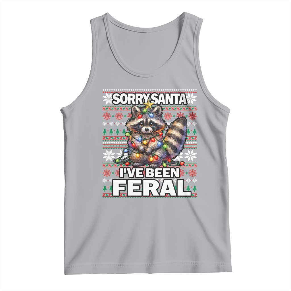 Funny Christmas Raccoon Tank Top Sorry Santa I've Been Feral TS09 Athletic Heather Print Your Wear