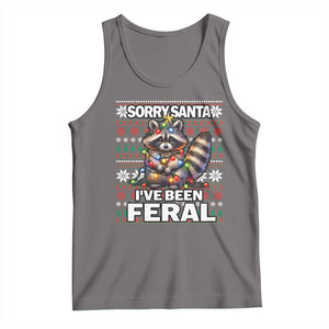 Funny Christmas Raccoon Tank Top Sorry Santa I've Been Feral TS09 Deep Heather Print Your Wear
