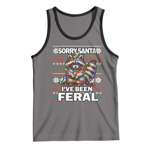 Funny Christmas Raccoon Tank Top Sorry Santa I've Been Feral TS09 Deep Heather Black Print Your Wear