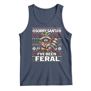 Funny Christmas Raccoon Tank Top Sorry Santa I've Been Feral TS09 Navy Print Your Wear