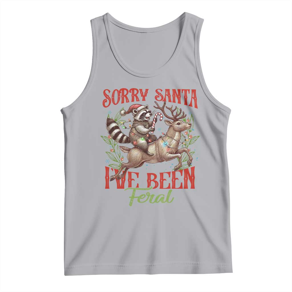 Funny Christmas Raccoon Tank Top Sorry Santa I've Been Feral Reindeer TS09 Athletic Heather Print Your Wear